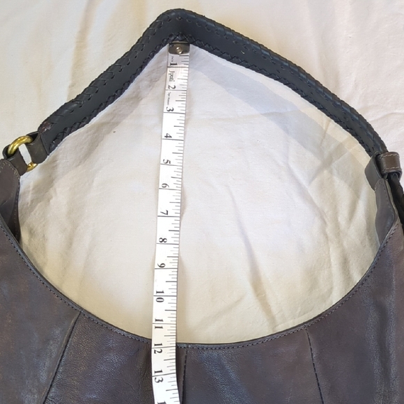 NWOT. Gorgeous Frye Leather Dark Charcoal/Brown Leather Hobo Bag. - Picture 6 of 7